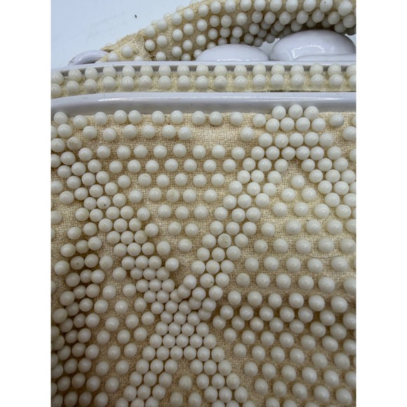 Vintage Marchi for Macy's Beaded Handbag White Geometric Diamond Made in Japan - Picture 7 of 8